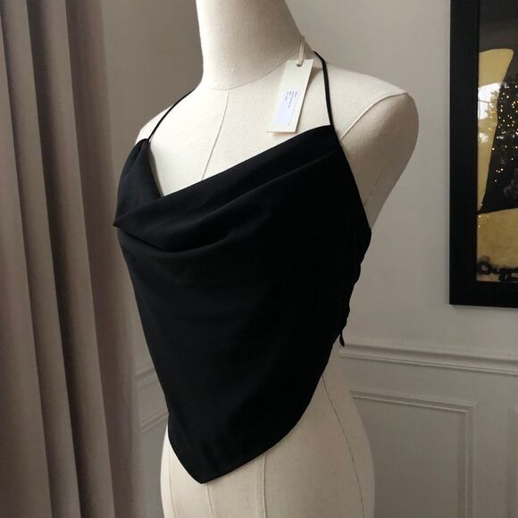 NWT Capulet Jayden Halter Neck Cami Open Back Handkerchief Black S - Picture 3 of 12